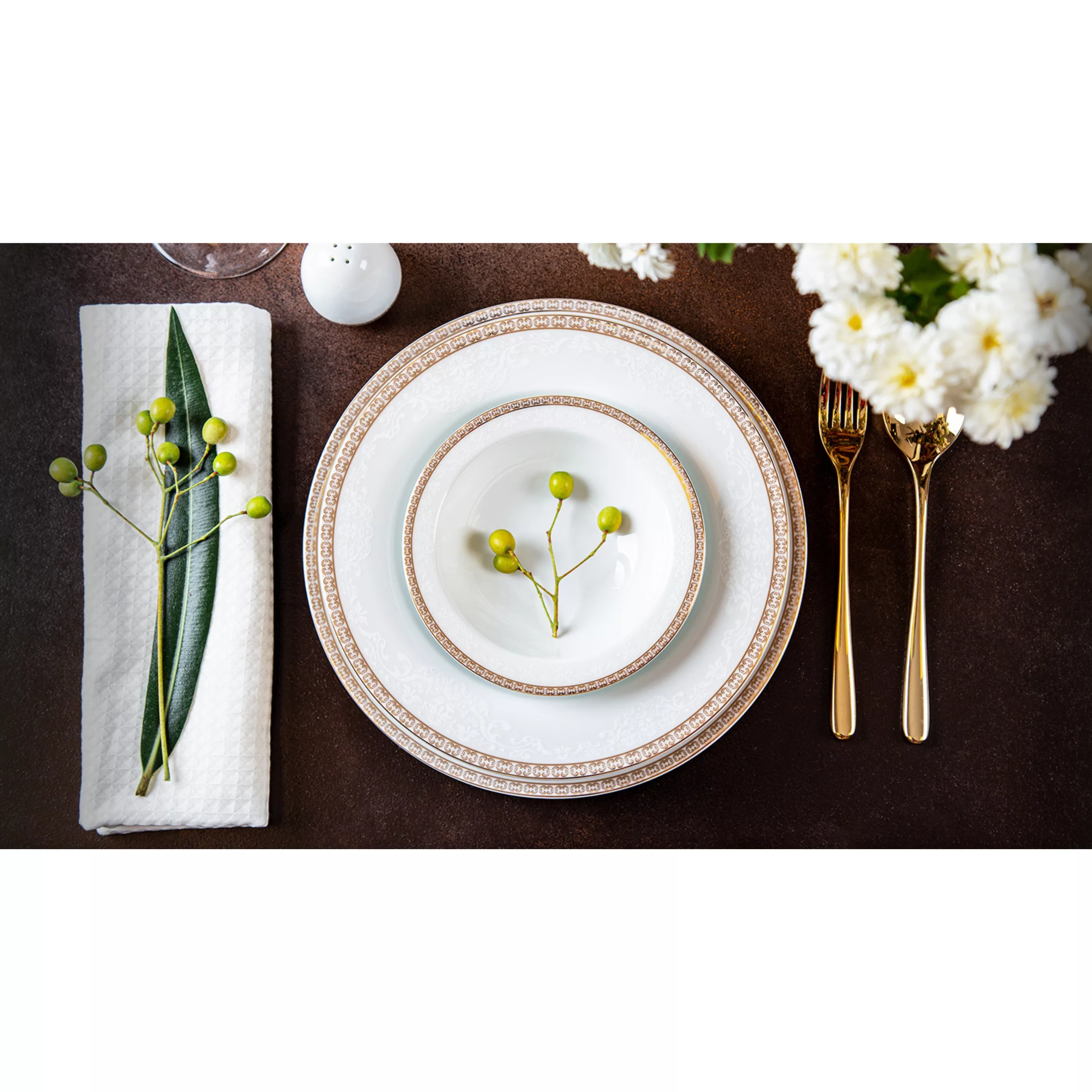 سرویس غذاخوری 102 پارچه 12 نفر چینی زرین ایران مدل ایتالیا اف ریوا درجه عالی