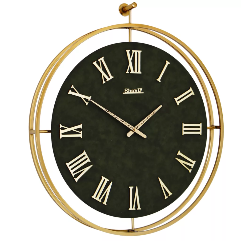 ساعت دیواری کوارتز سانلی طرح فلزی چرمی کد ۴۳۴۳