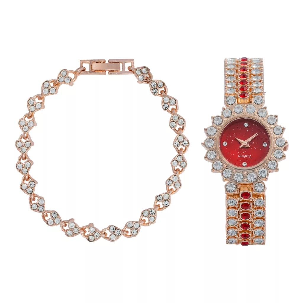 ست ساعت مچی عقربه ای و دستبند زنانه مدل B5