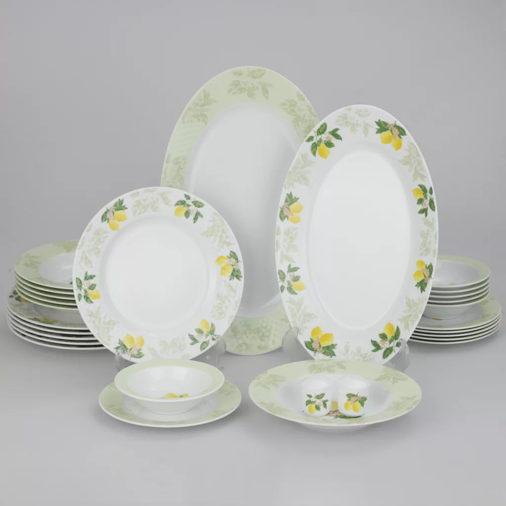 سرویس غذاخوری 28 پارچه چینی زرین ایران مدل رادیانس سیترونلا درجه یک