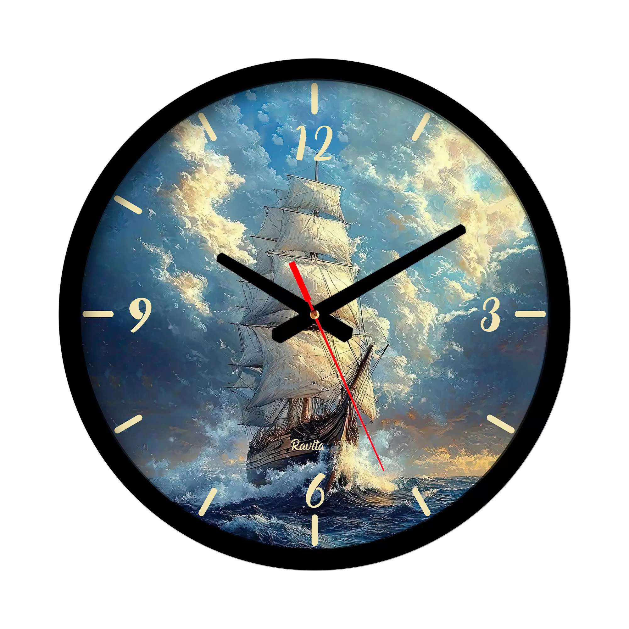 ساعت دیواری کوارتز راویتا مدل کشتی کد 3713