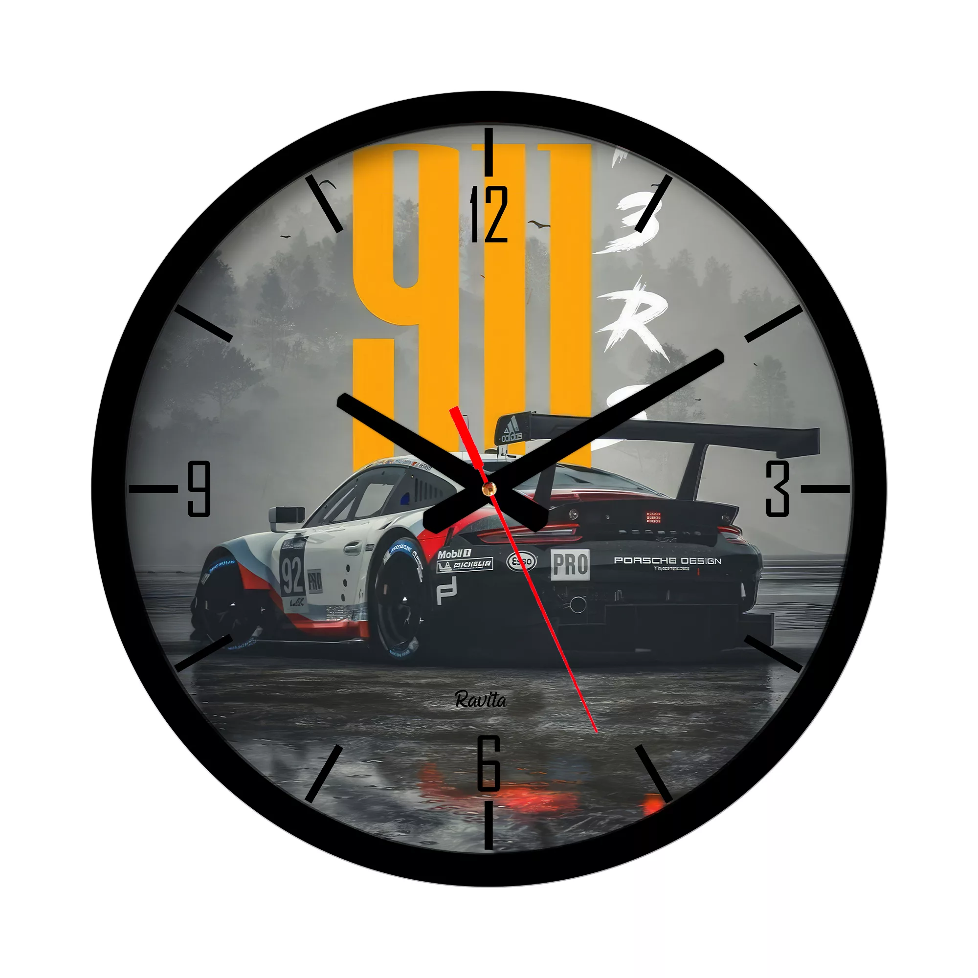 ساعت دیواری کوارتز راویتا مدل ماشین پرشه کد 3578