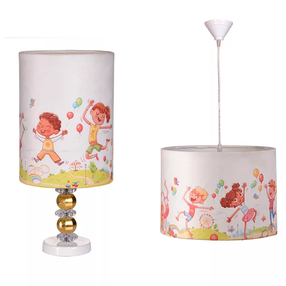 لوستر و آباژور کودک مدل شهربازی مجموعه 2 عددی