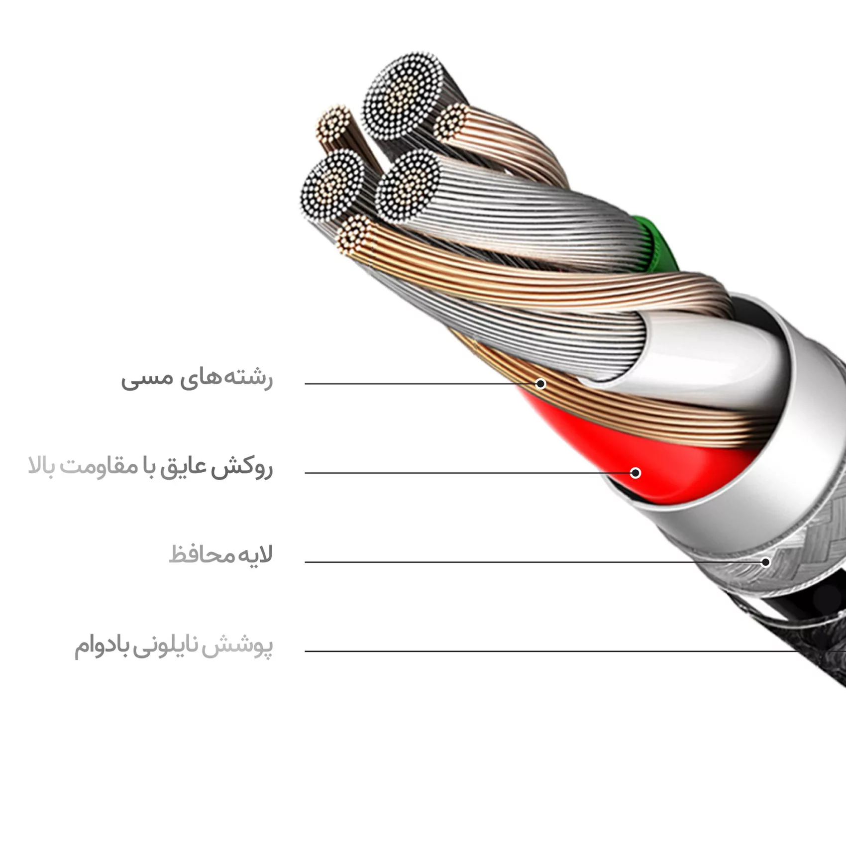 کابل تبدیل USB به لایتنینگ بیاند مدل BA-330 طول 1 متر