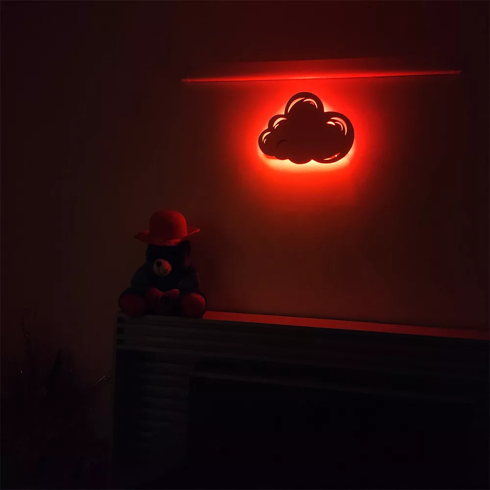 چراغ خواب اتاق کودک سان لیزر طرح ابر مدل 16 رنگ ریموت دار