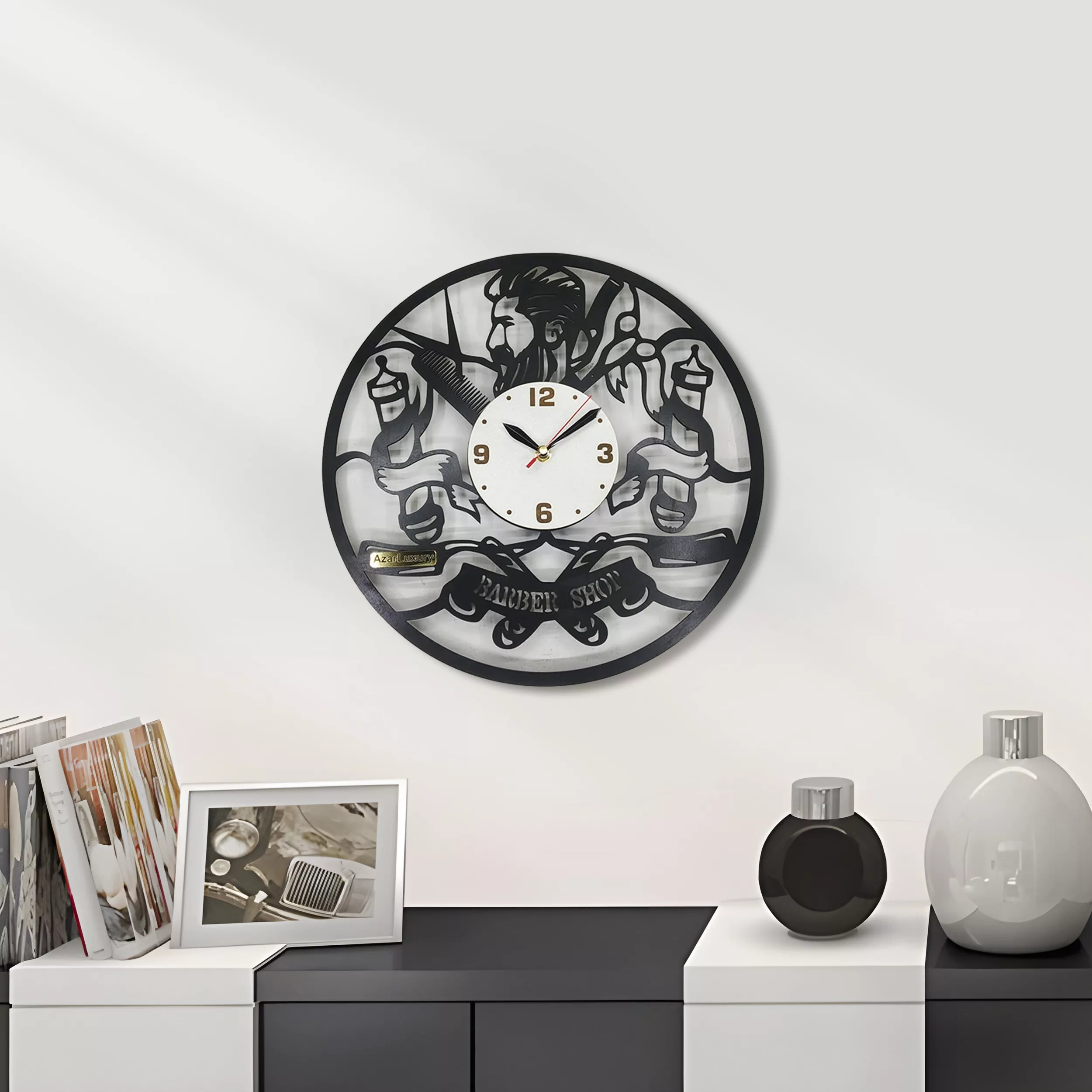 ساعت دیواری آذرلاکچری طرح آرایشگاه کد008