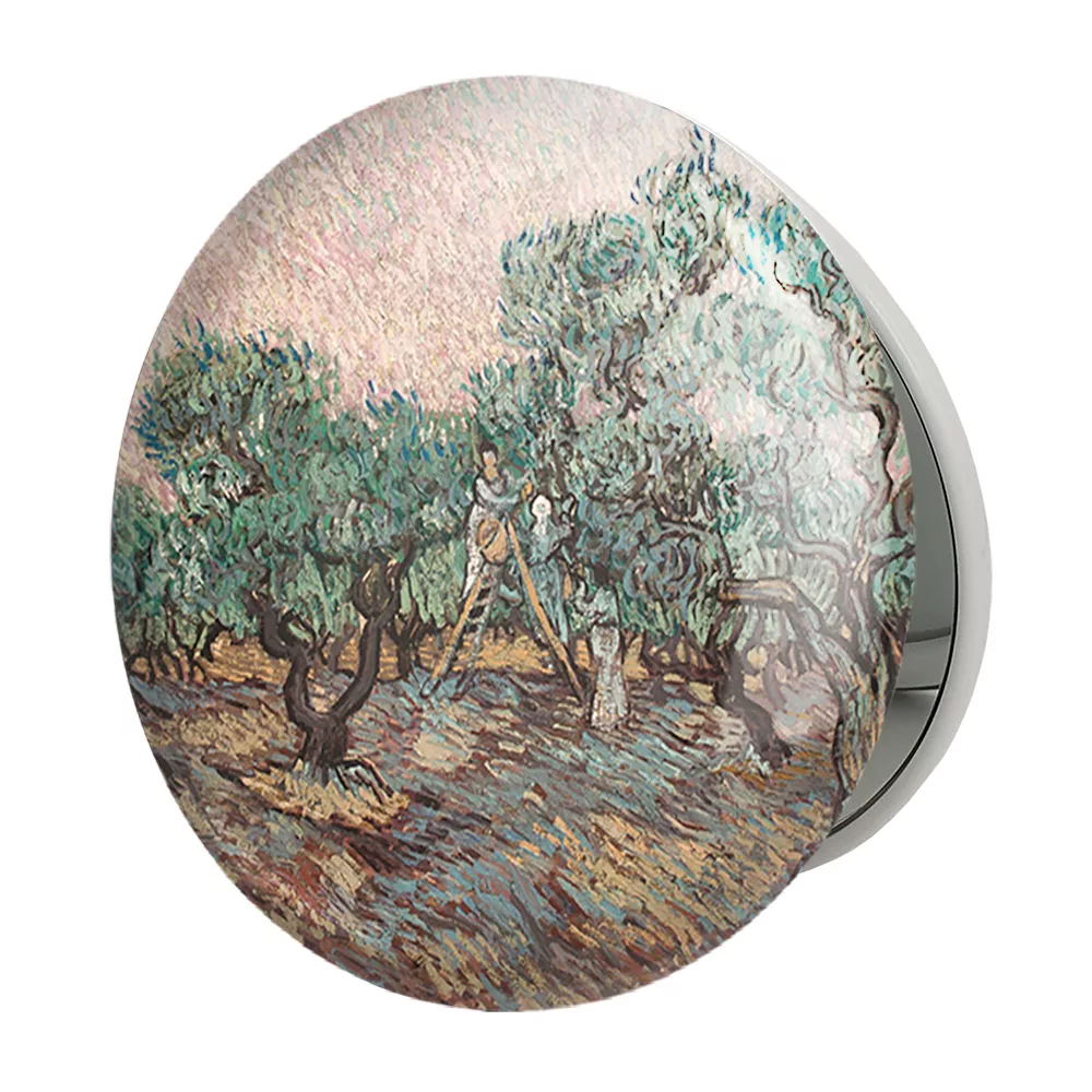 آینه جیبی خندالو طرح زنان در حال چیدن زیتون ونسان ونگوگ (Van Gogh) مدل تاشو کد 36783