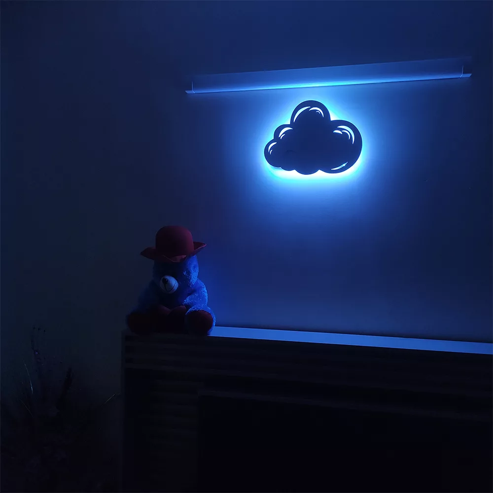 چراغ خواب اتاق کودک سان لیزر طرح ابر مدل 16 رنگ ریموت دار