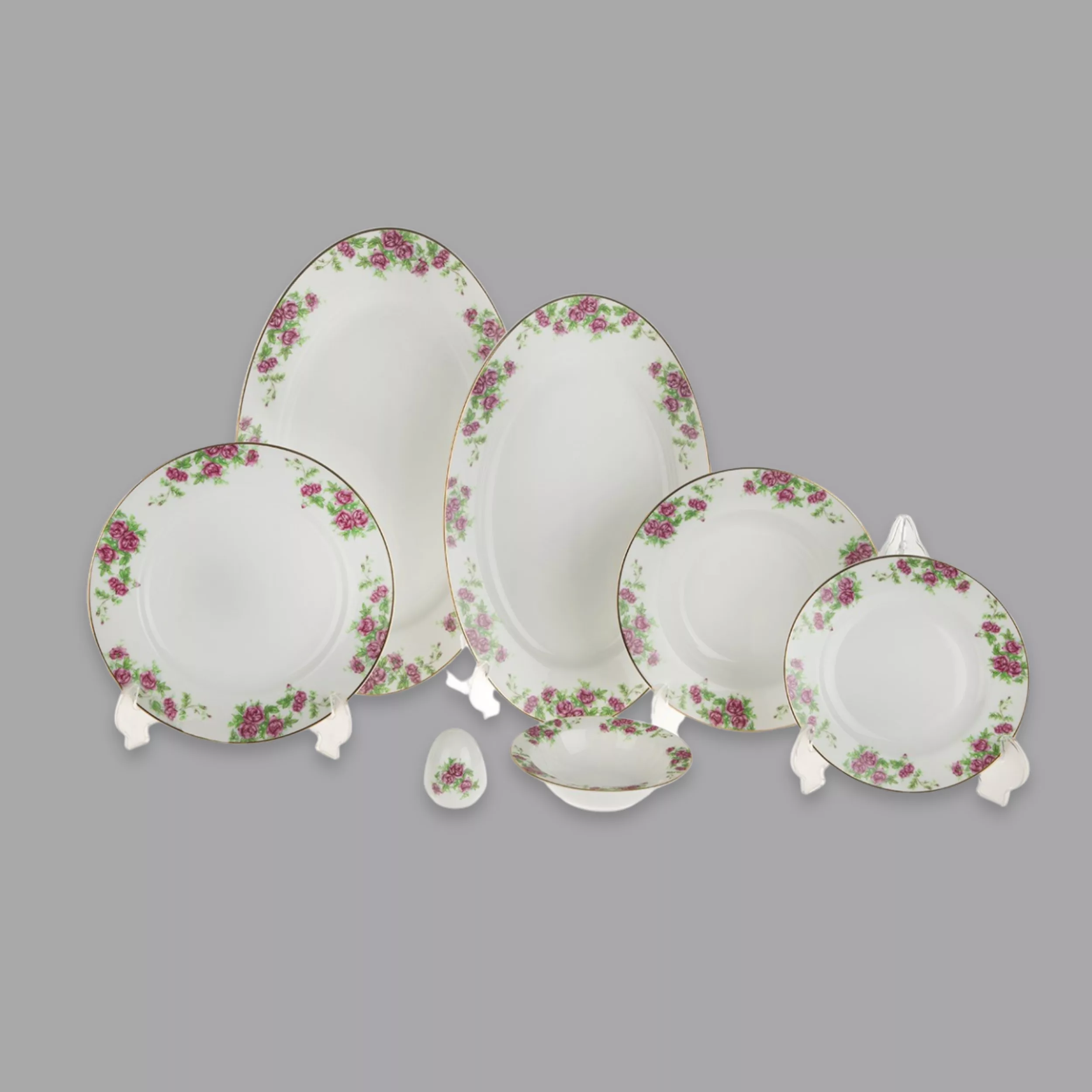 سرویس غذاخوری 28 پارچه 6 نفر چینی زرین ایران مدل ایتالیا اف بیدگل درجه عالی