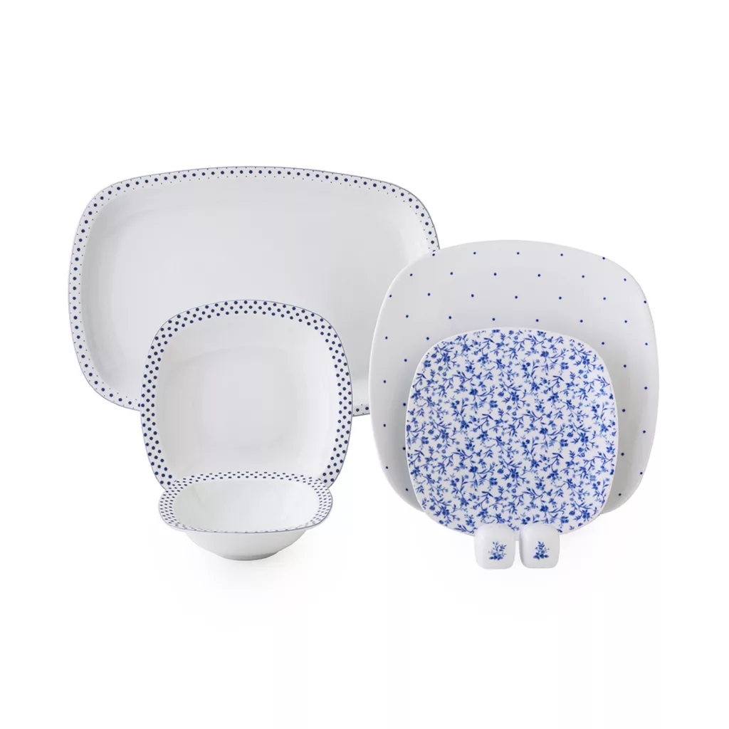 سرویس غذاخوری 27 پارچه چینی زرین ایران مدل کواترو ورنیکا درجه 3