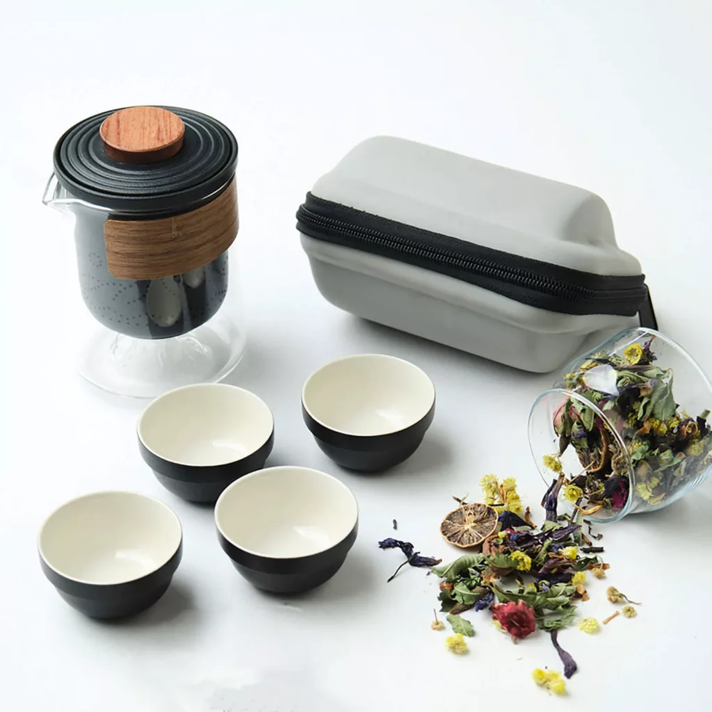 ست قوری و فنجان مدل کیف دار گنجایش قوری 0.325 لیتر مجموعه 5 عددی