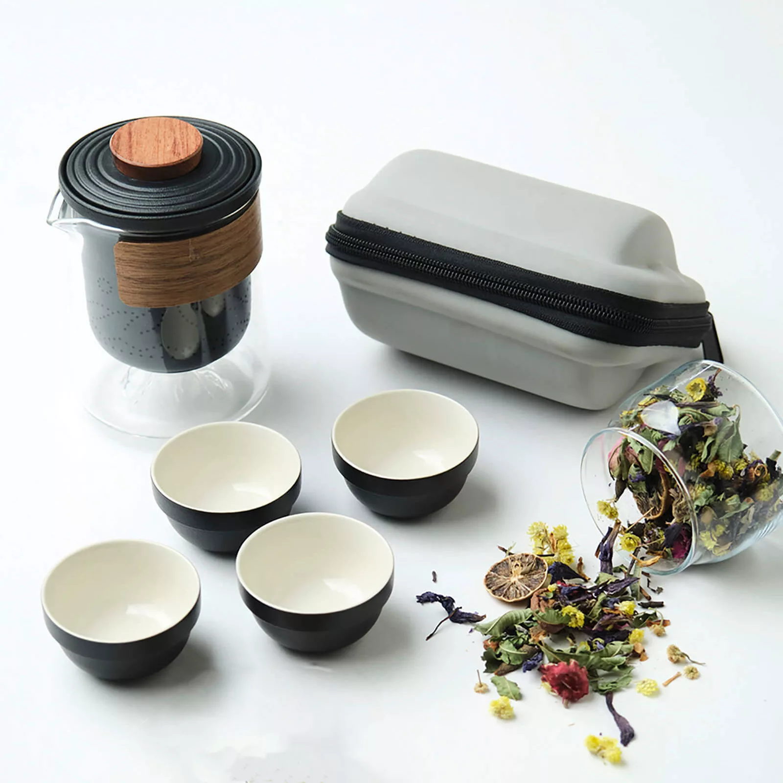 ست قوری و فنجان مدل کیف دار گنجایش قوری 0.325 لیتر مجموعه 5 عددی