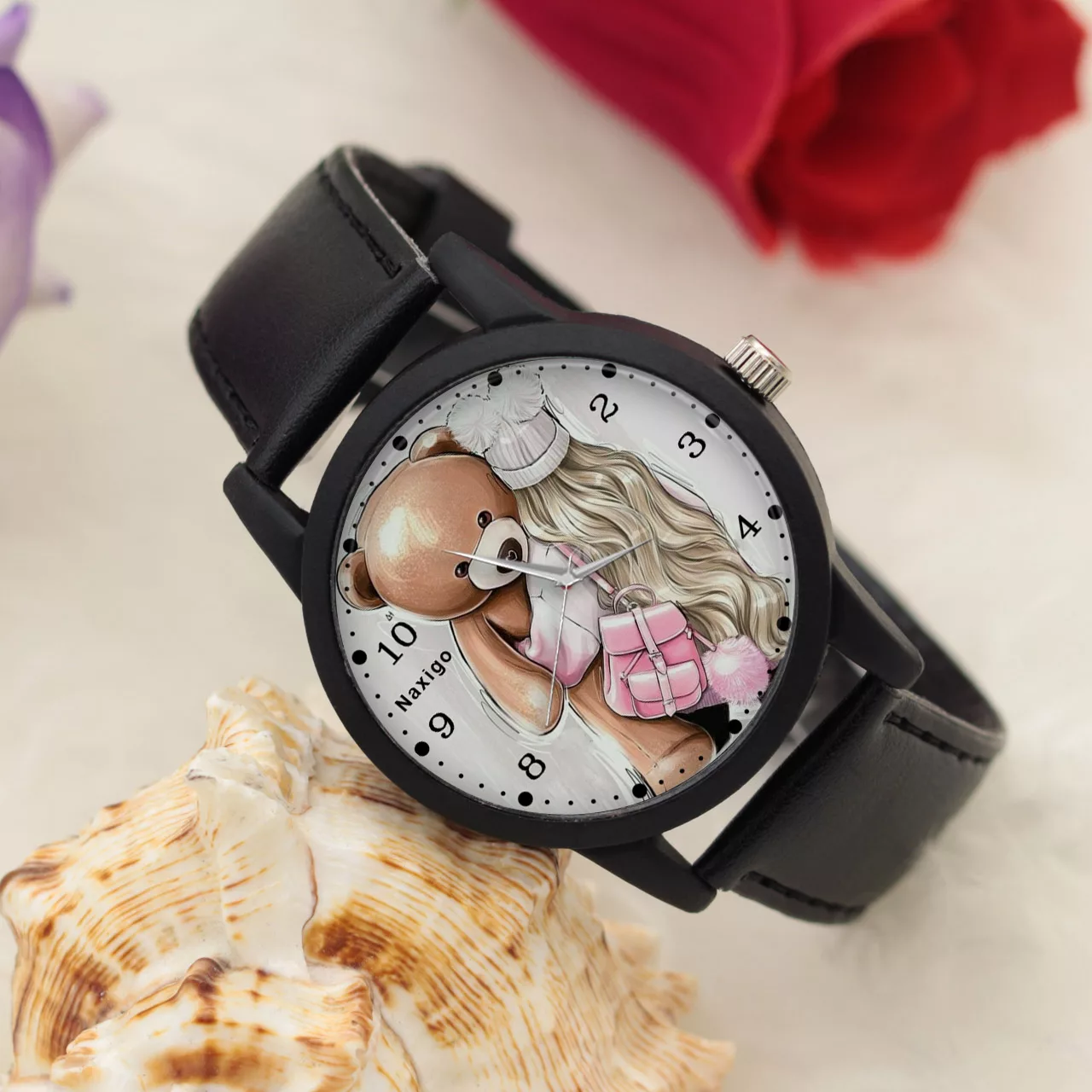 ساعت مچی عقربه ای ناکسیگو مدل دخترانه فانتزی کد LF12325