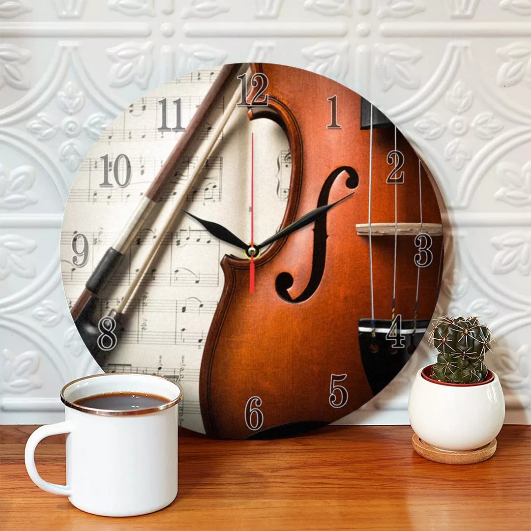 ساعت دیواری مدل 1177 طرح ویولن و نت موسیقی