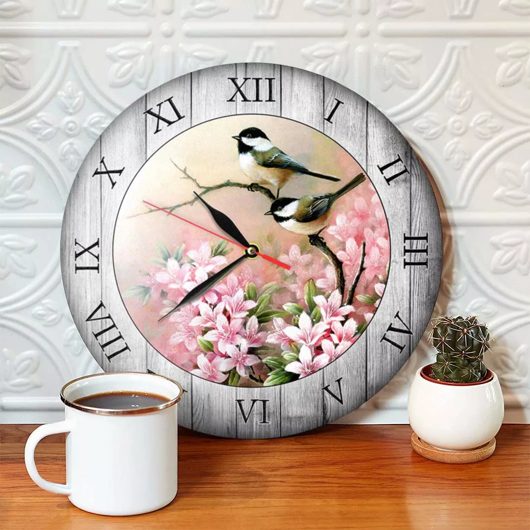 ساعت دیواری کوارتز طرح پرنده و گل کد 1447