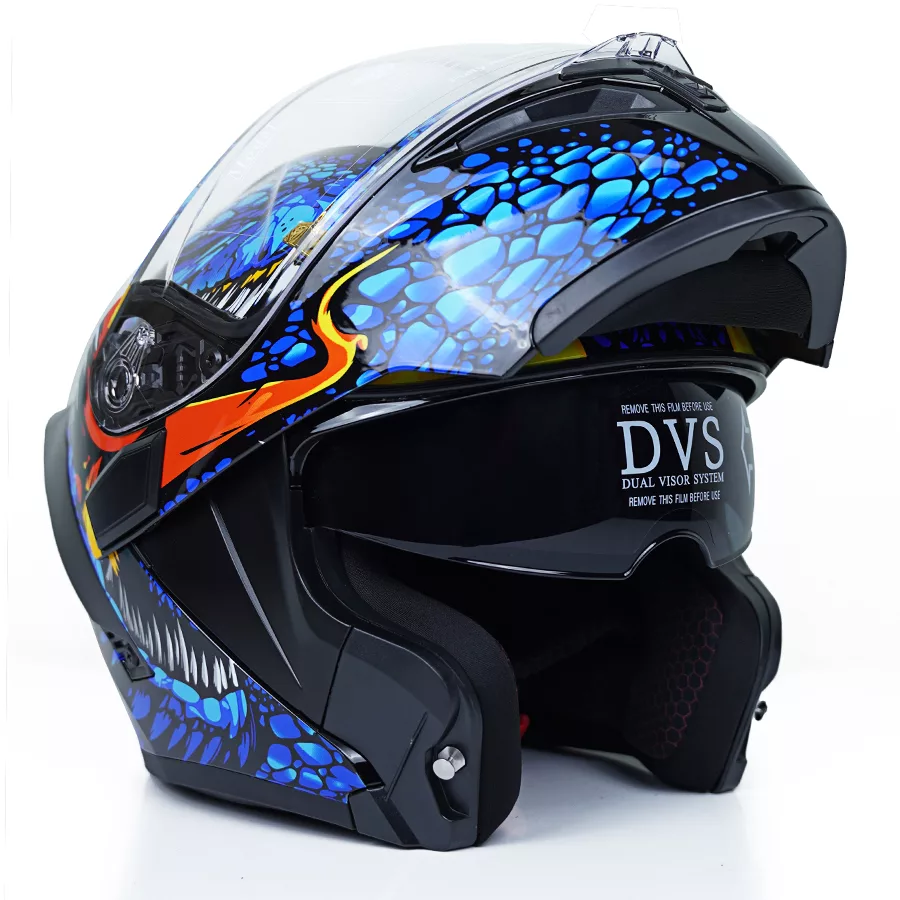 کلاه کاسکت فک متحرک کایک مدل 772 طرح Blue Warcarft