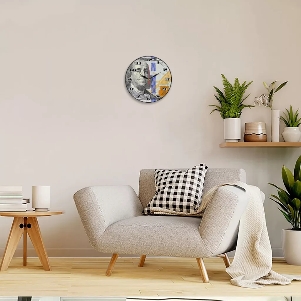 ساعت دیواری مدل 1186 طرح اسکناس دلار