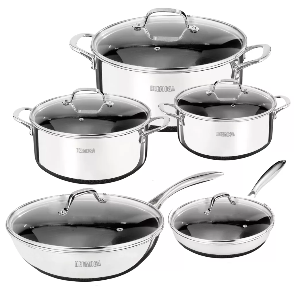سرویس قابلمه و تابه استیل  10 پارچه هرموسا کوسینا مدل H10-C