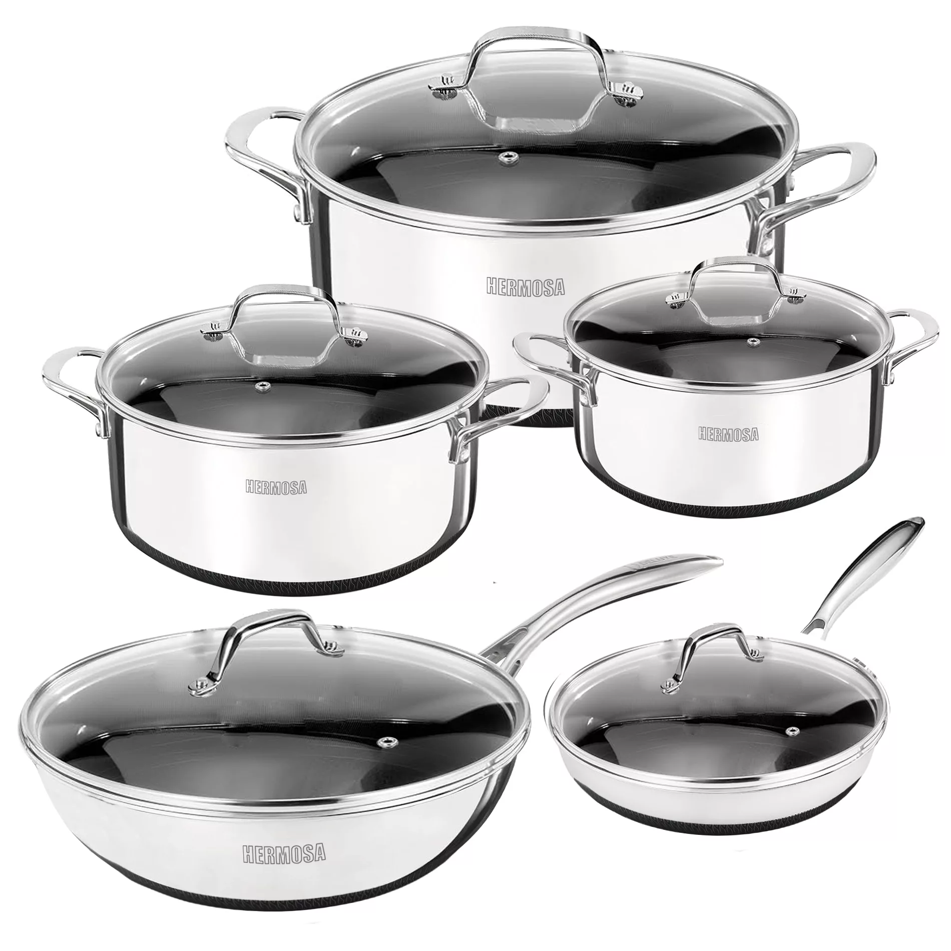 سرویس قابلمه و تابه استیل  10 پارچه هرموسا کوسینا مدل H10-C