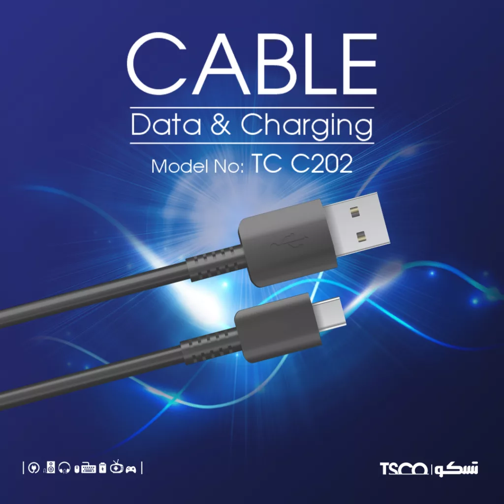 کابل تبدیل USB به USB-C تسکو مدل TCC 202 طول 1 متر