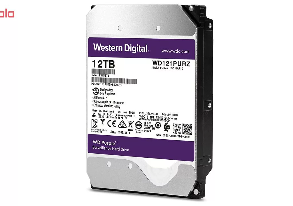 هارددیسک اینترنال وسترن دیجیتال مدل Purple WD121PURZ ظرفیت 12 ترابایت