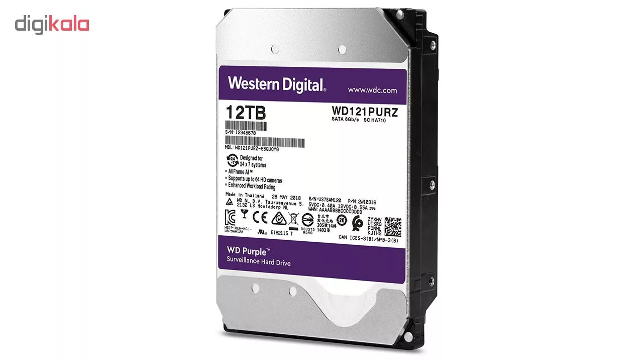 هارددیسک اینترنال وسترن دیجیتال مدل Purple WD121PURZ ظرفیت 12 ترابایت