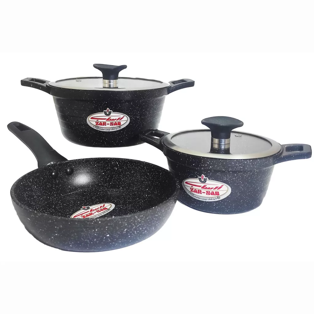 سرویس قابلمه و تابه گرانیتی  5 پارچه زرساب مدل لایم LI-8330