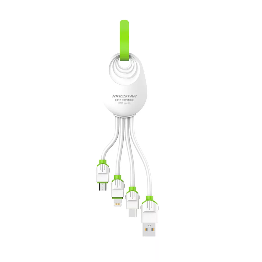 کابل تبدیل USB به USB-C/MicroUSB/لایتنینگ کینگ استار مدل K305 طول 0.15 متر