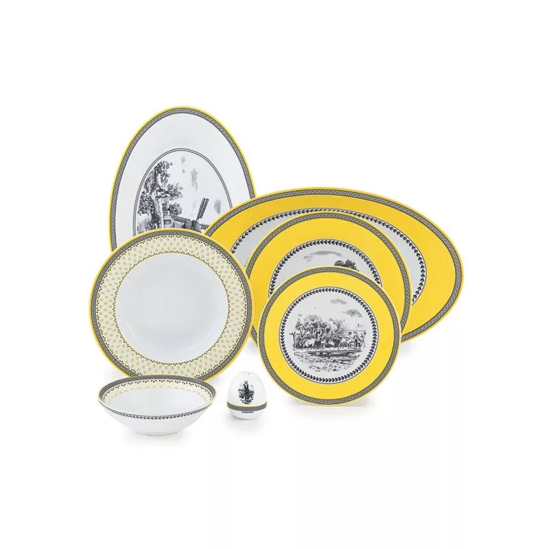 سرويس غذاخوری 28 پارچه چینی زرین ایران مدل ايتاليا اف ویلیج کد 0128 درجه عالی