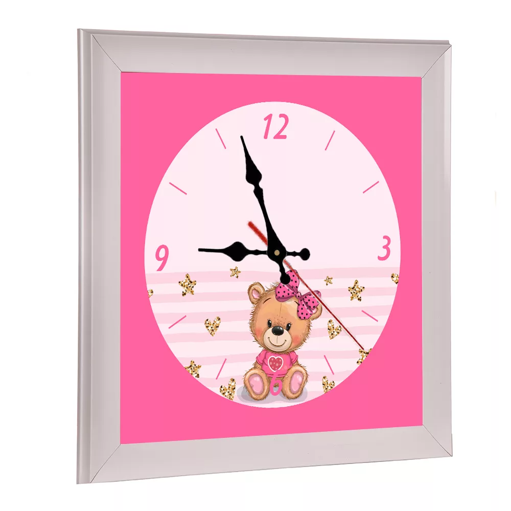 لوستر اتاق کودک مدل خرس دخترانه به همراه آباژور و ساعت دیواری