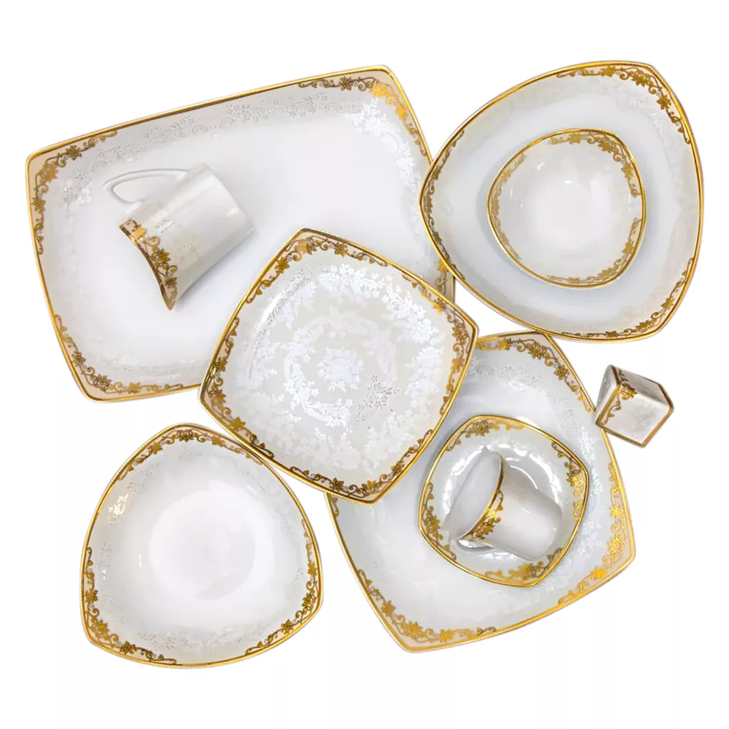 سرویس غذاخوری 105 پارچه چینی پردیس کاشان سری پاریس مدل هیرام 456 B