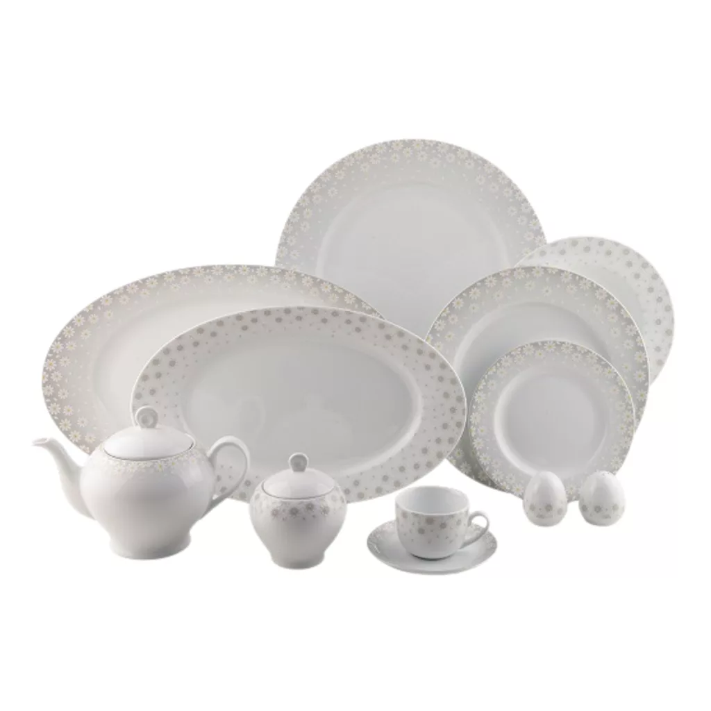 سرویس غذاخوری 74 پارچه 12 نفر چینی زرین ایران مدل ایتالیا اف پلاس کامومیلا درجه عالی