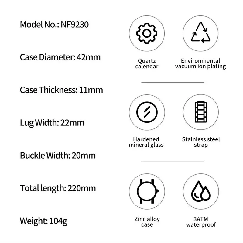 ساعت مچی عقربه‌ای مردانه نیوی فورس مدل 9230SWS
