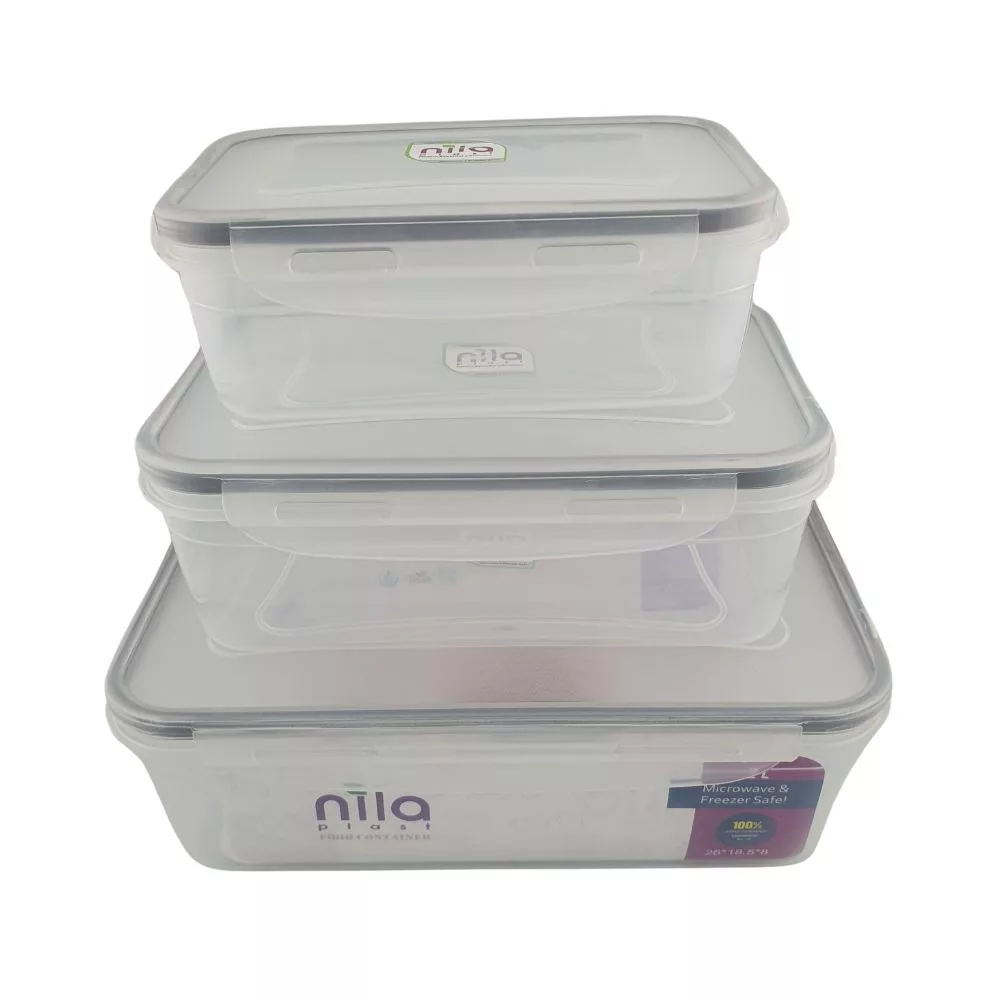 ظرف نگهدارنده نیلا مدل مستطیل مجموعه 3 عددی