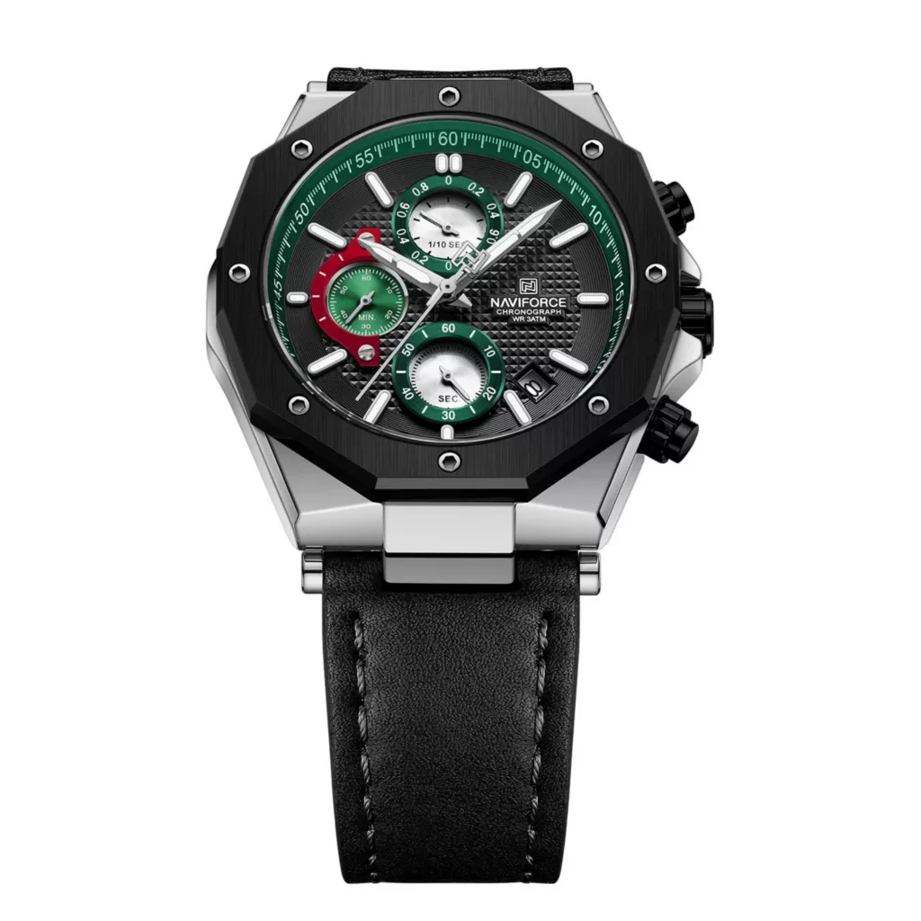 ساعت مچی عقربه‌ای کوارتز مردانه نیوی فورس مدل کرنوگراف تقویم دار کد NF8028-BG