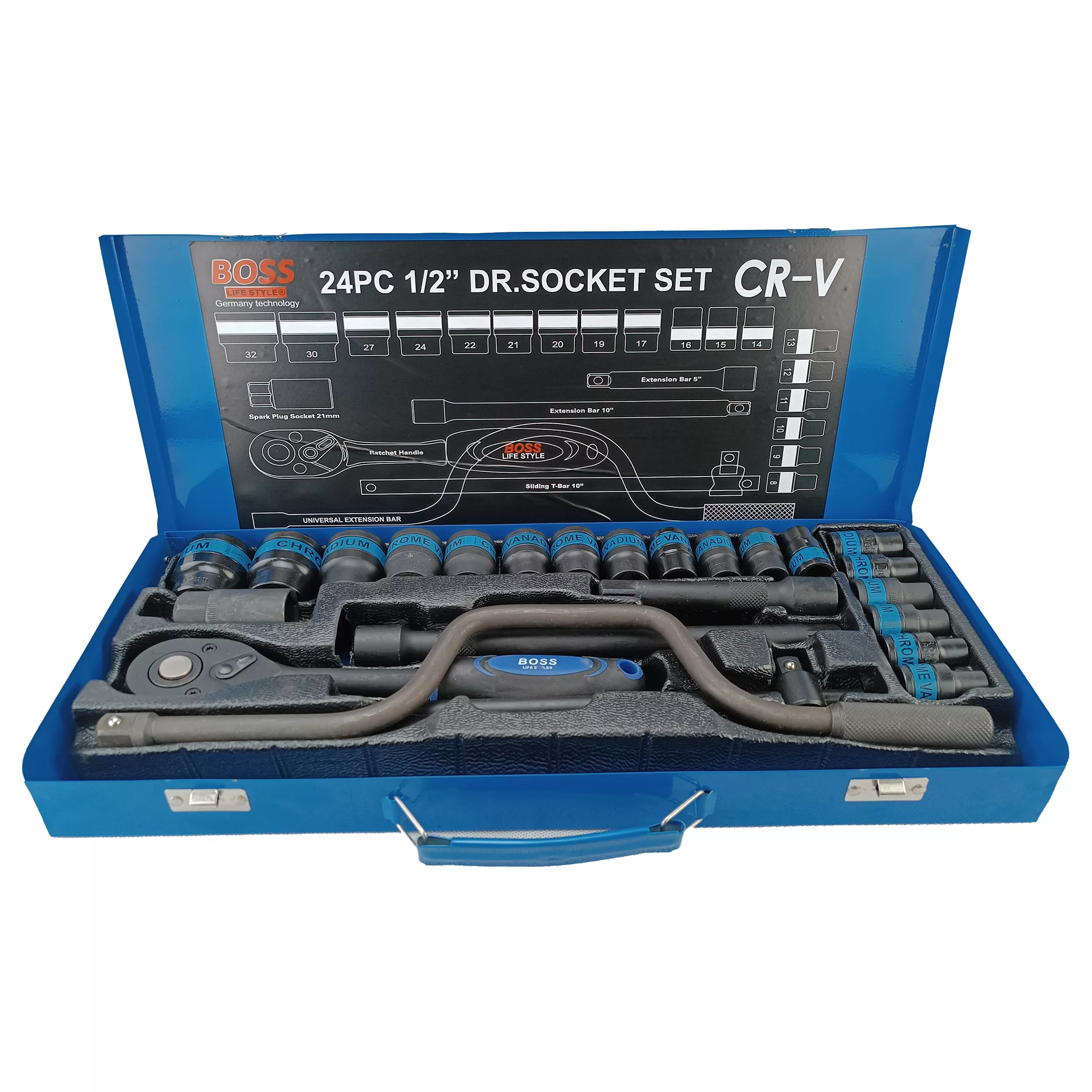 آچار بکس باس مدل CRV-BLACK مجموعه 24 عددی آچار بکس باس مدل CRV-BLACK مجموعه 24 عددی