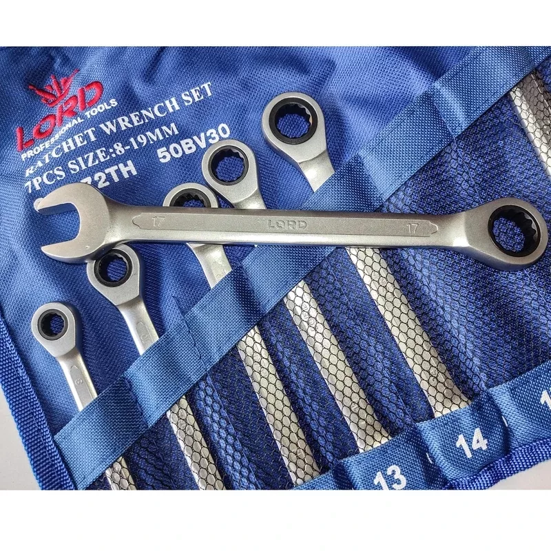 آچار یکسر تخت و یکسر رینگی جغجغه ای لرد مدل AJ-LRD-RAD-7PCS-8.19 مجموعه 7 عددی