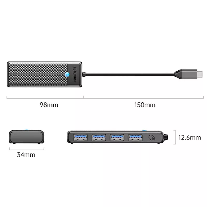 هاب 4 پورت USB-C اوریکو مدل PAPW4A-C3-05