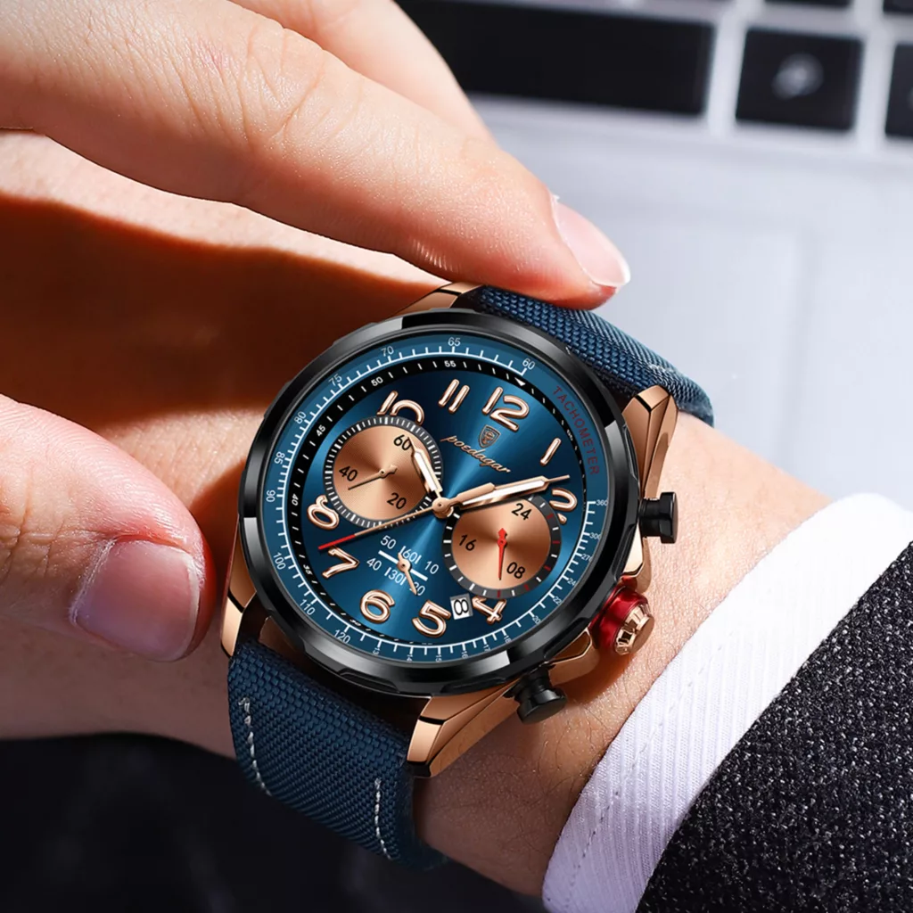 ساعت مچی عقربه‌ای کوارتز مردانه پوداگار مدل سه موتور فعال کرنوگراف کد 3