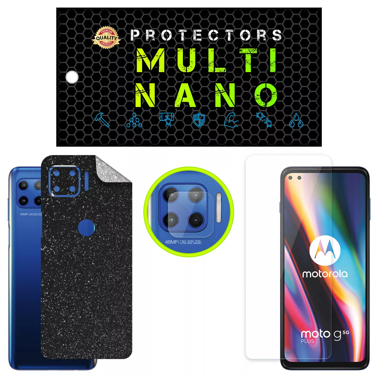 محافظ صفحه نمایش مولتی نانو مدل X-SLFG مناسب برای گوشی موبایل موتورولا Moto G 5G Plus به همراه برچسب پوششی پشت و محافظ لنز دوربین