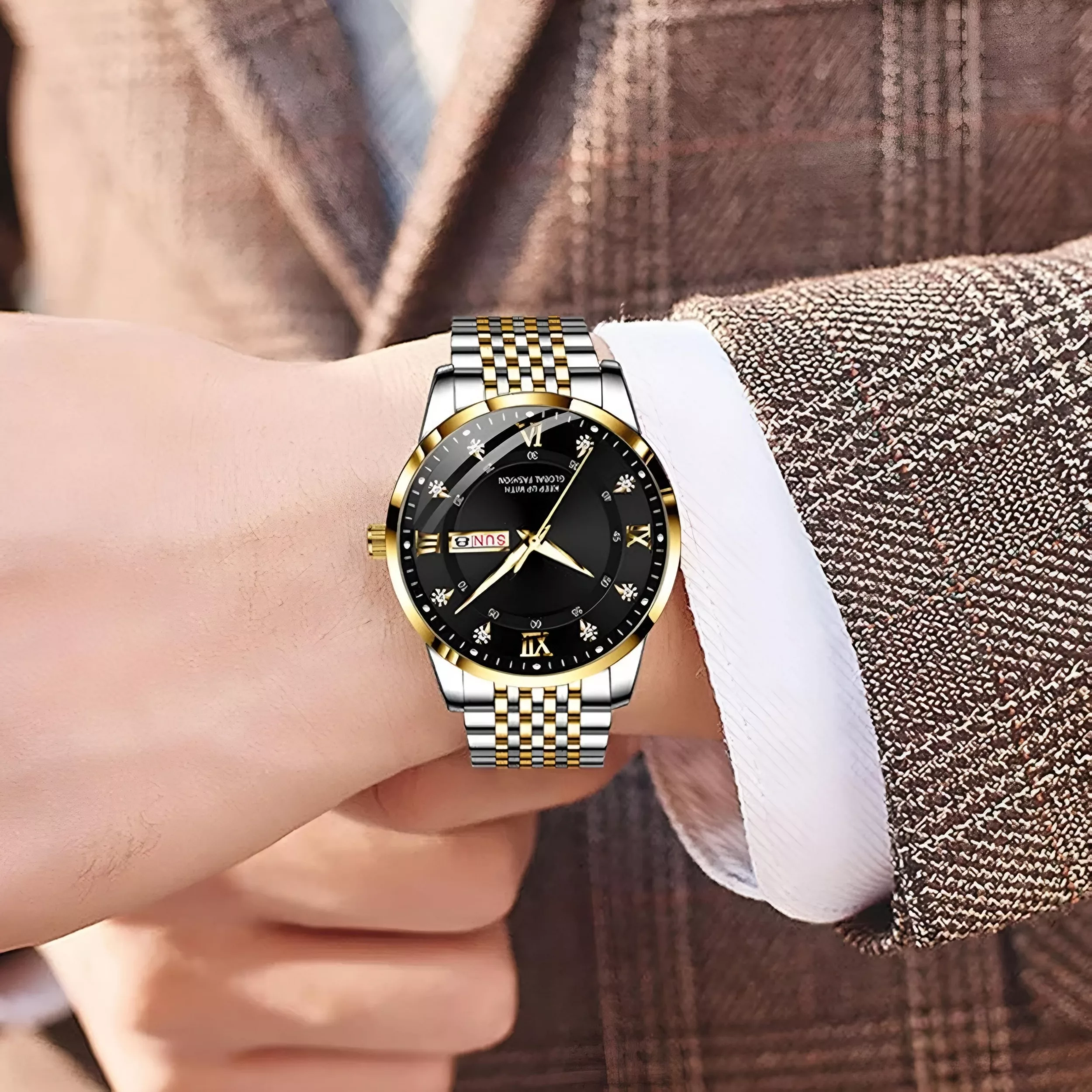 ساعت مچی عقربه‌ای مردانه کوارتز مدل کلاسیک تک موتوره بند استیل دی دیت کد 3