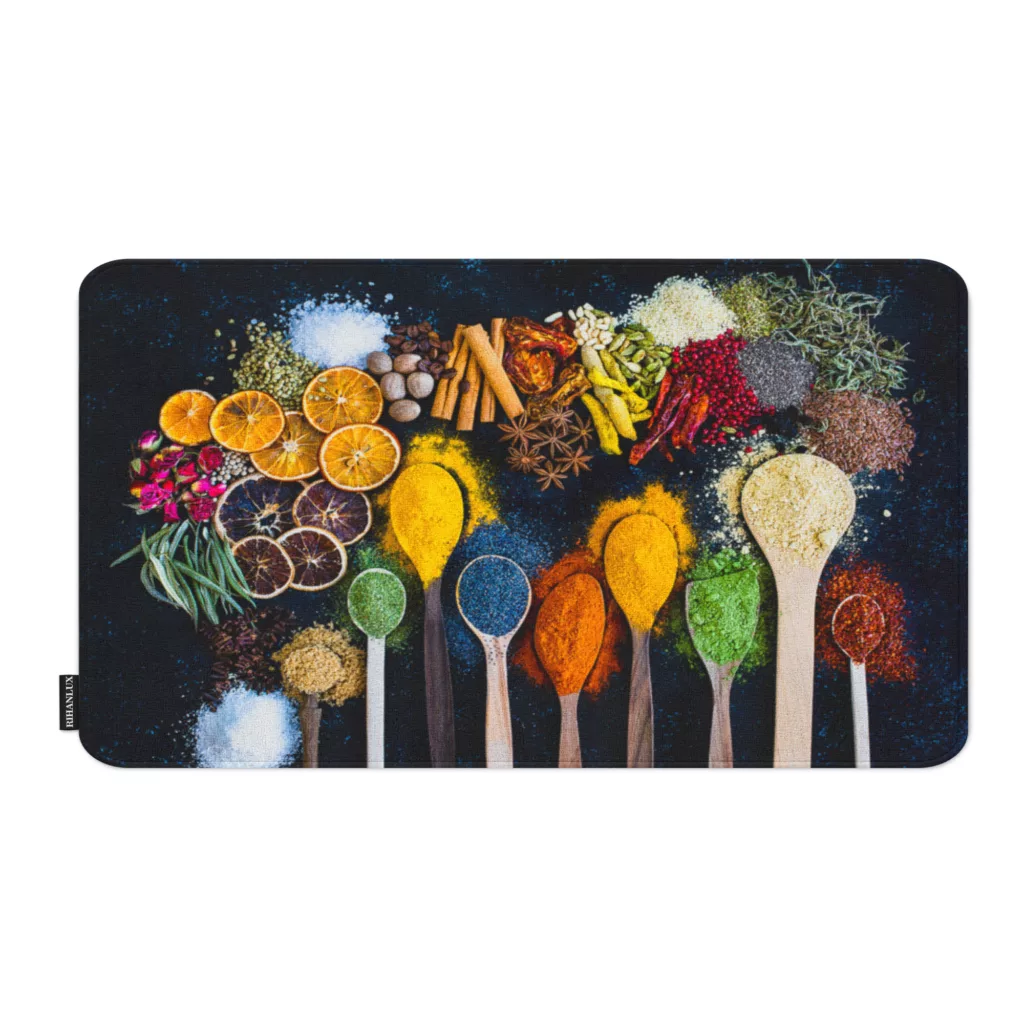 پادری ریحانلوکس مدل مستطیل طرح ادویه جات کد PADARI-A20 سایز 70×50 سانتی‌متر مناسب برای فضای داخلی