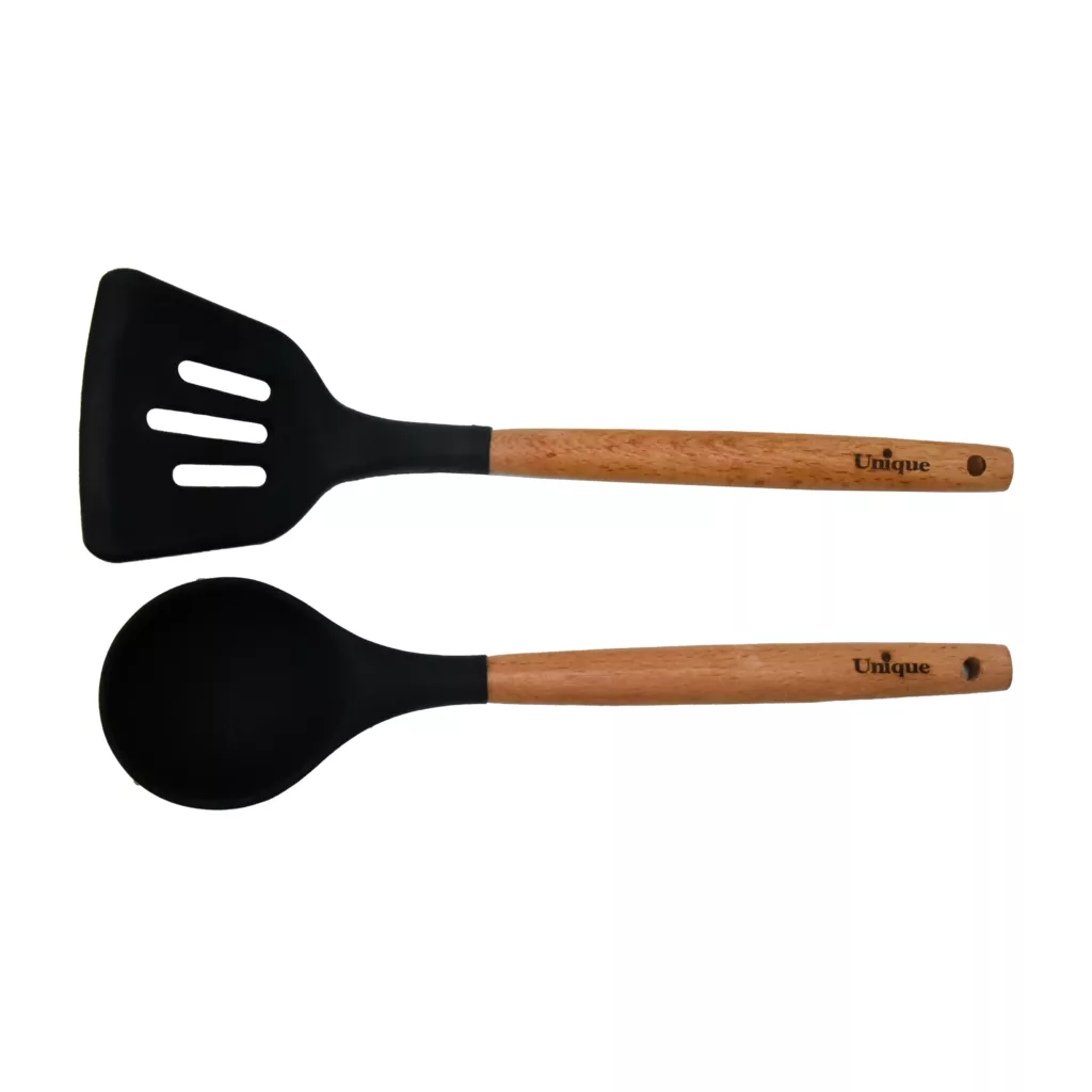 سرویس کفگیر و ملاقه 10 پارچه یونیک مدل دسته چوب M کد 1175