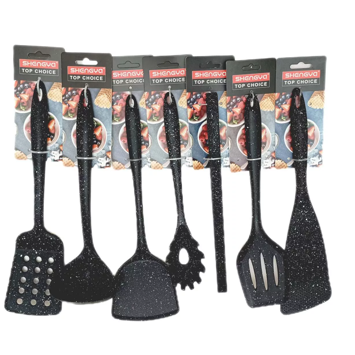 سرویس کفگیر و ملاقه 7 پارچه شنگیا مدل سیلیکونی کد 0007