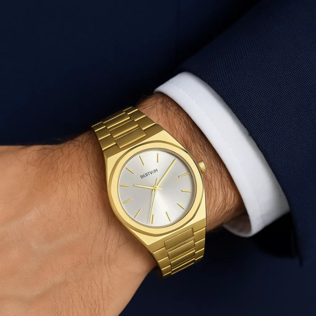 ساعت مچی عقربه‌ای کوارتز مردانه بست وین مدل کلاسیک بند استیل کد ۱