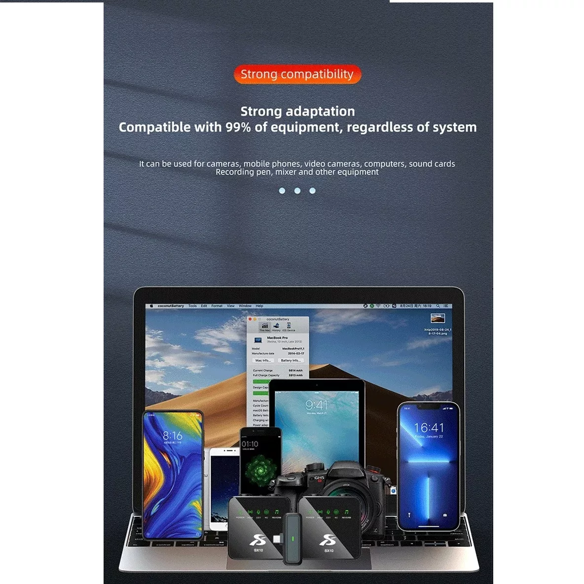 ست میکروفن بی سیم مدل SX10 با درگاه اتصال Type-c