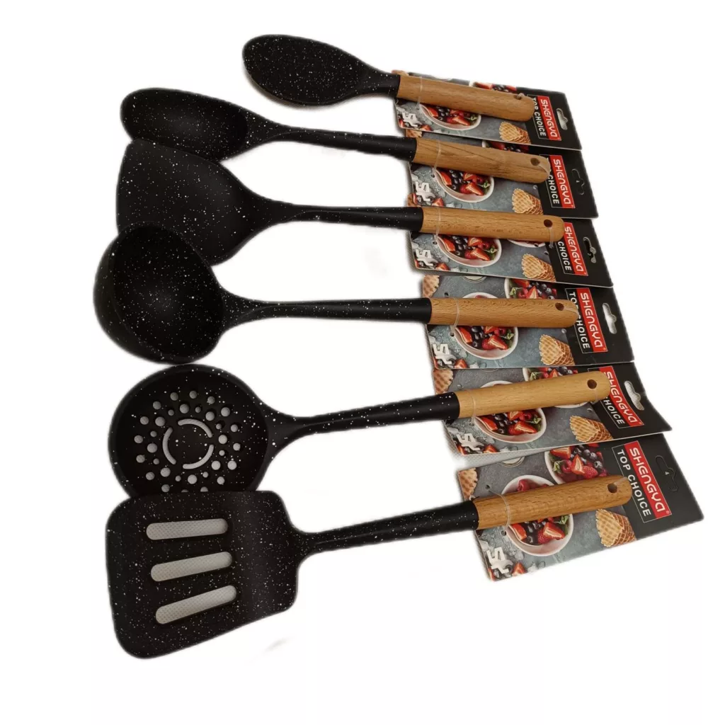 سرویس کفگیر و ملاقه 6 پارچه شنگیا مدل دسته بامبو کد P5038006