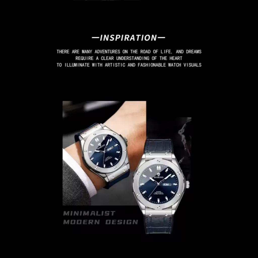 ساعت مچی عقربهای کوارتز مردانه بین باند مدل کلاسیک دی دیت بند چرم کد ۲