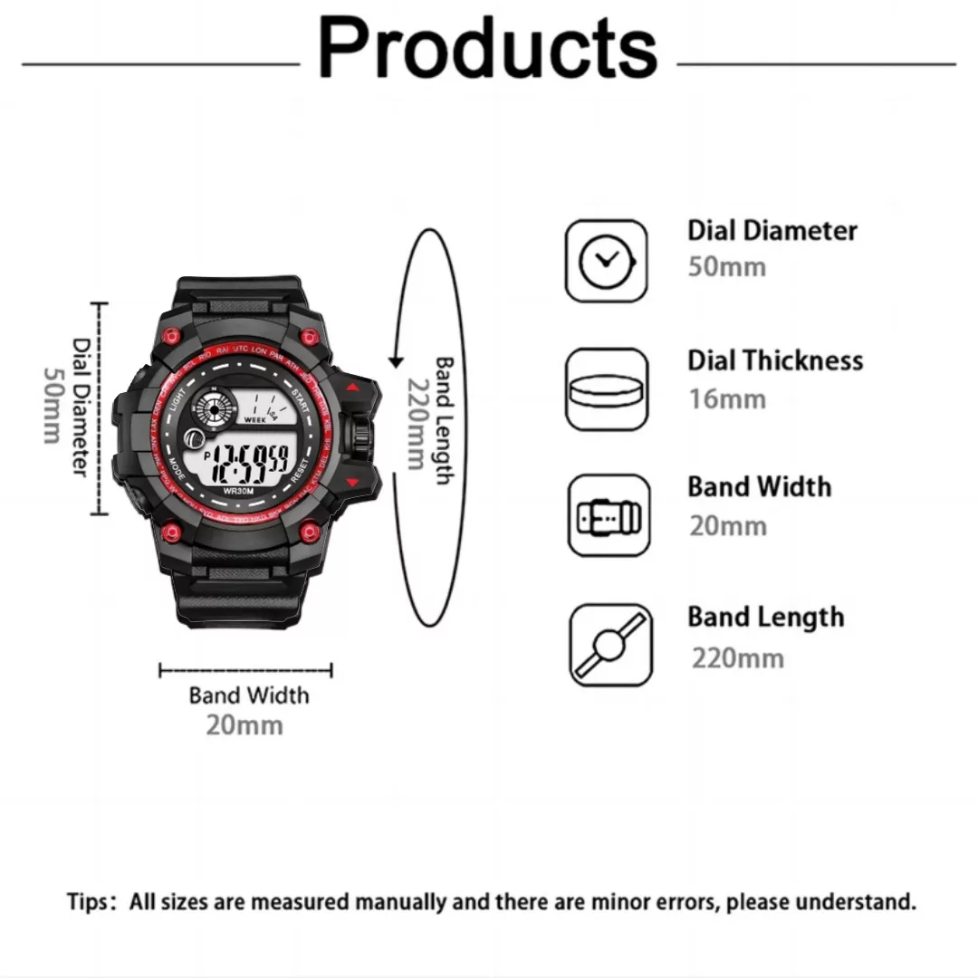 ساعت مچی دیجیتال مردانه مدل تک زمانه بند پیو کرنومتر دار کد A1