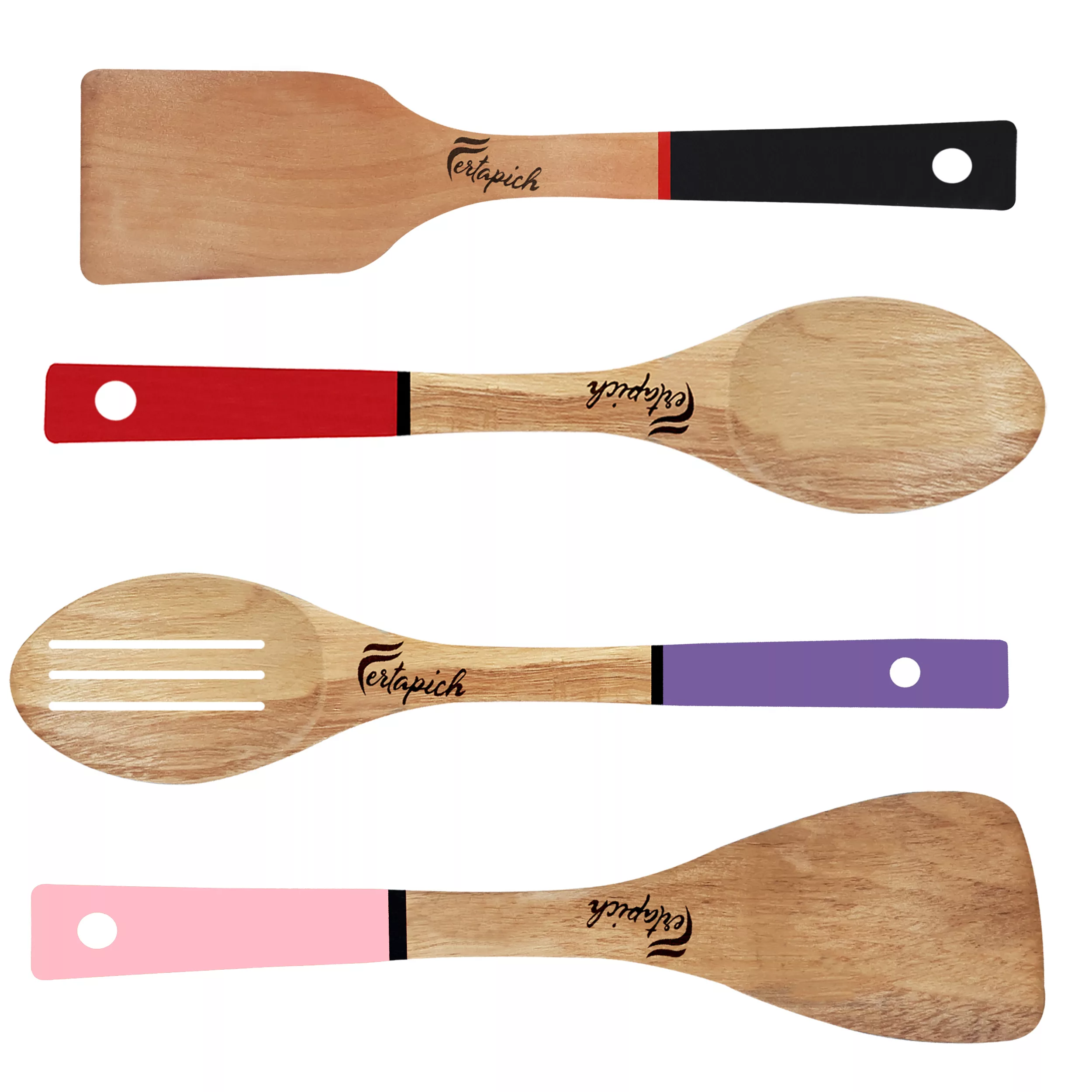 سرویس کفگیر و ملاقه 4 پارچه فرتاپیچ مدل چوبی کد 067